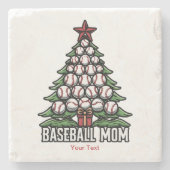 Baseball-Mama zu Weihnachten Steinuntersetzer (Vorderseite)