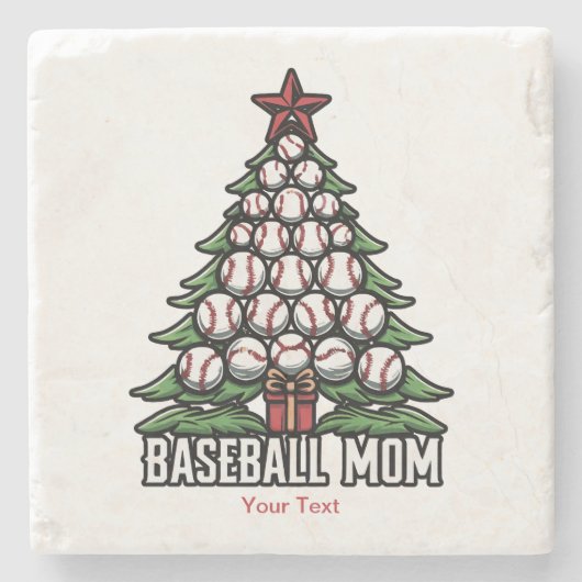Baseball-Mama zu Weihnachten Steinuntersetzer (Vorderseite)