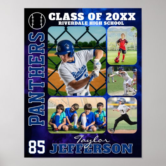 Baseball-Mannschaft High School Sport Bildcollage Poster (Vorne)