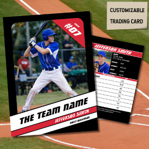 Baseball-Mannschaft Tauschkarte Sportgeschenk Rot Telefonnummerkarte