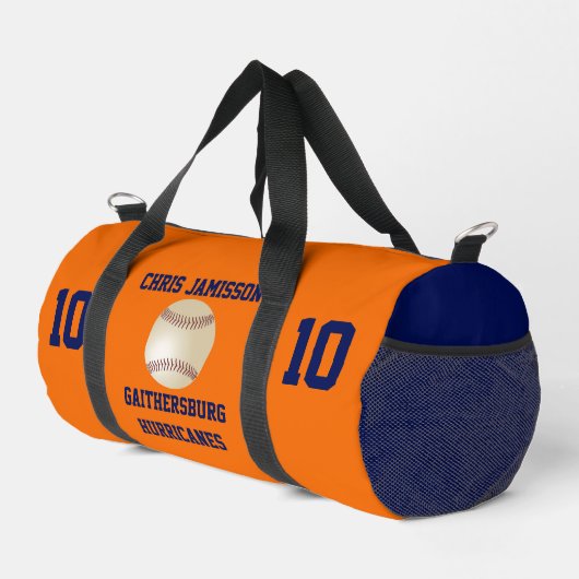 Baseball-Mannschaft, Trainer Spieler Orange Blau C Duffle Bag (Rechte Ecke)