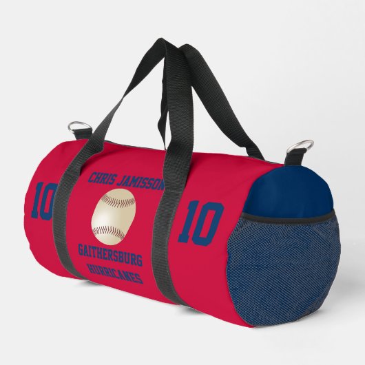 Baseball-Mannschaft, Trainer, Spieler Rot Blau Per Duffle Bag (Rechte Ecke)