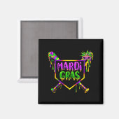 Baseball Mardi Gras Carnival Party Mask Ice Cream Magnet (Vorderseite/Rückseite)