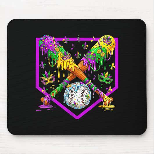 Baseball Mardi Gras Karneval Party Maske Eiscreme Mousepad (Vorne)