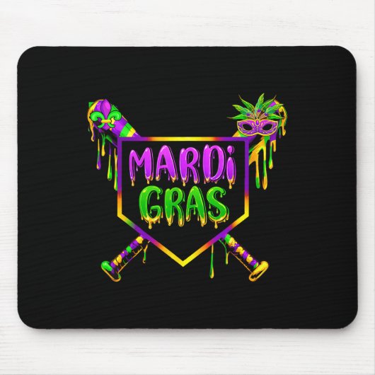 Baseball Mardi Gras Karneval Party Maske Eiscreme Mousepad (Vorne)