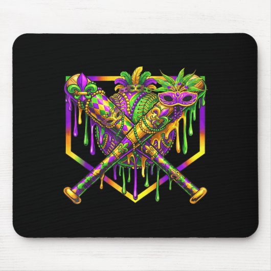 Baseball Mardi Gras Karneval Party Maske Eiscreme Mousepad (Vorne)