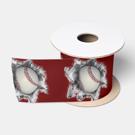 Baseball Maroon Satin Ribbon Satinband (Spule)