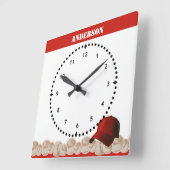 Baseball-Mauer-Uhr-Rote Sohle Quadratische Wanduhr (Winkel)