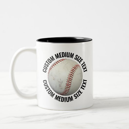 Baseball & Medium Text SCHWARZ 11oz Custom Zweifarbige Tasse (Links)