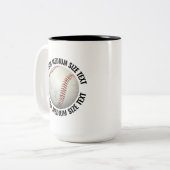 Baseball & Medium Text SCHWARZ 15oz Custom Zweifarbige Tasse (Vorderseite Links)
