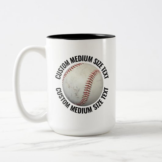 Baseball & Medium Text SCHWARZ 15oz Custom Zweifarbige Tasse (Links)