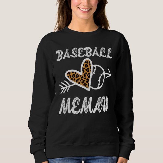 Baseball Memaw Proud Baseball Family Leopard Bigge Sweatshirt (Vorderseite)