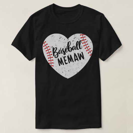 Baseball Memaw Retro Herz Baseball Großmutter Mutt T-Shirt (Design vorne)