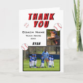 Baseball Memory Mate Vielen Dank Coach 2 Fotokarte Dankeskarte (Vorderseite)