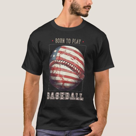 Baseball Merica Patriotic 4th July American Flag T-Shirt (Vorderseite)