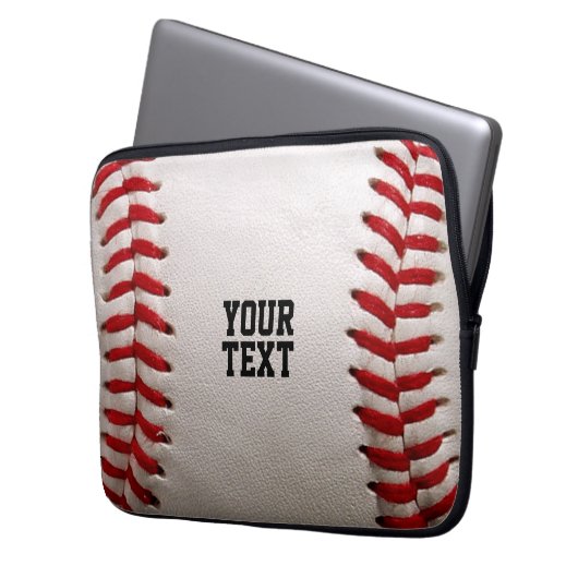 Baseball mit anpassbarem Text Laptopschutzhülle (Vorderseite Links)