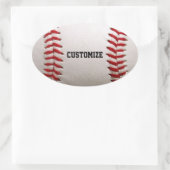 Baseball mit anpassbarem Text Ovaler Aufkleber (Tasche)