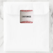 Baseball mit anpassbarem Text Quadratischer Aufkleber (Tasche)