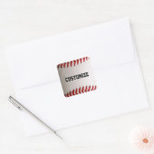 Baseball mit anpassbarem Text Quadratischer Aufkleber (Umschlag)