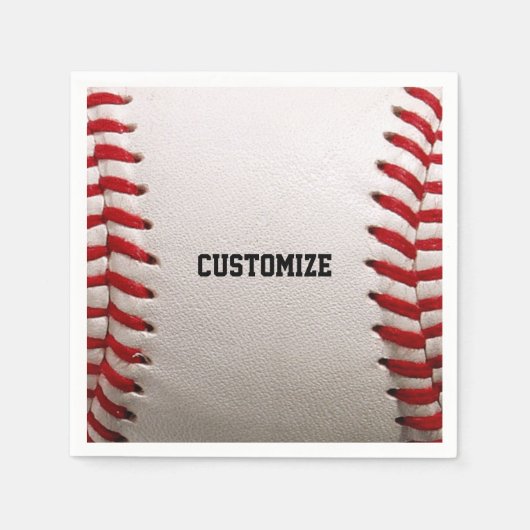 Baseball mit anpassbarem Text Serviette (Vorderseite)