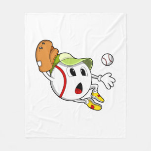 Baseball mit Baseballhandschuh und Kappe Fleecedecke