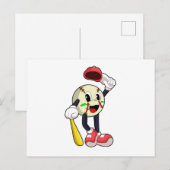 Baseball mit Baseballschläger Postkarte (Vorne/Hinten)