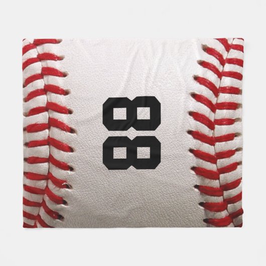 Baseball mit benutzerdefinierbarer Nummer Fleecedecke (Vorderseite (Horizontal))