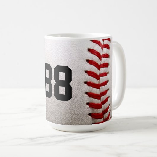 Baseball mit benutzerdefinierbarer Nummer Kaffeetasse (VorderseiteRechts)