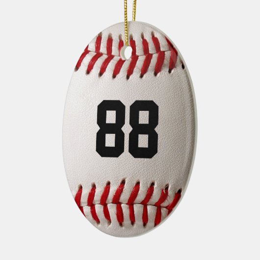 Baseball mit benutzerdefinierbarer Nummer Keramik Ornament (Links)