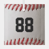 Baseball mit benutzerdefinierbarer Nummer Ornament Aus Glas (Vorderseite)