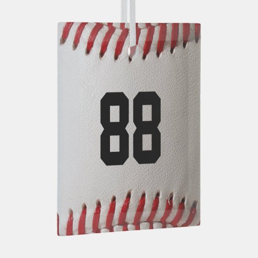 Baseball mit benutzerdefinierbarer Nummer Ornament Aus Glas (Vorderseite Rechts)