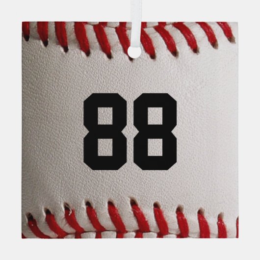 Baseball mit benutzerdefinierbarer Nummer Ornament Aus Glas (Rückseite)