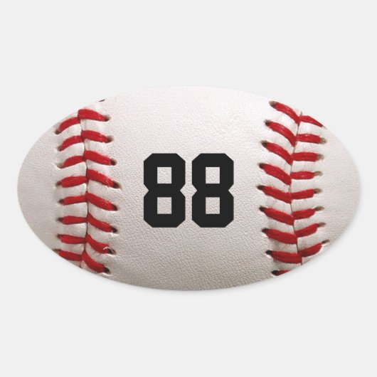 Baseball mit benutzerdefinierbarer Nummer Ovaler Aufkleber (Vorderseite)