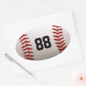 Baseball mit benutzerdefinierbarer Nummer Ovaler Aufkleber (Umschlag)