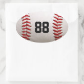 Baseball mit benutzerdefinierbarer Nummer Ovaler Aufkleber (Tasche)