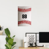 Baseball mit benutzerdefinierbarer Nummer Poster (Heimbüro)