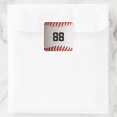 Baseball mit benutzerdefinierbarer Nummer Quadratischer Aufkleber (Tasche)