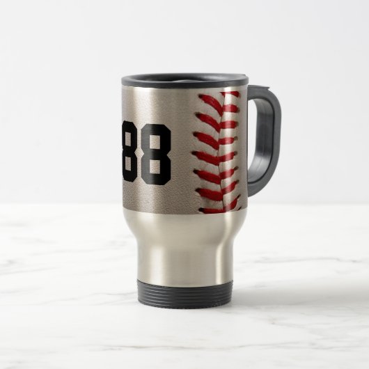 Baseball mit benutzerdefinierbarer Nummer Reisebecher (VorderseiteRechts)