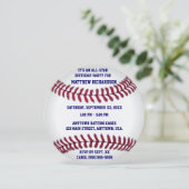 Baseball mit blauer Nadelstreifen-Rückseite Einladung (Stehend Vorderseite)