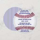 Baseball mit blauer Nadelstreifen-Rückseite Einladung (Vorne/Hinten)