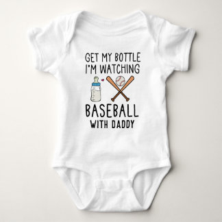 Baseball mit Daddy beobachten | Funny Baseball Baby Strampler