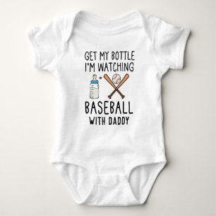 Baseball mit Daddy schauen Lustiger Baseball Baby Strampler