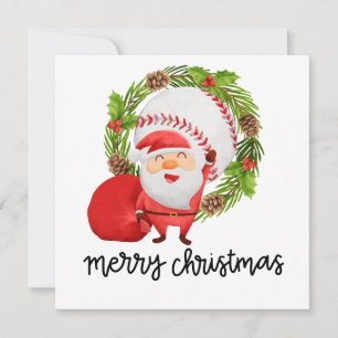 Baseball mit dem Weihnachtsmann Flache Weihnachtsk Feiertagskarte