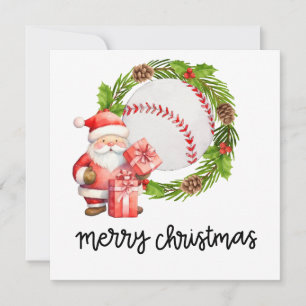 Baseball mit dem Weihnachtsmann Flache Weihnachtsk Feiertagskarte