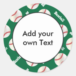 Baseball mit dunkelgrünem Hintergrund | Personalis Runder Aufkleber