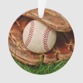 Baseball mit einem alten Mitt Ornament (Vorderseite)