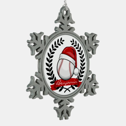 Baseball mit einer schneeflocken Zinn-Ornament (Links)