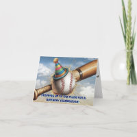 Baseball mit Geburtstagshut vor Fledermaus