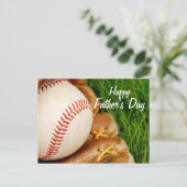 Baseball mit Glove Happy Vatertag Postkarte (Stehend Vorderseite)