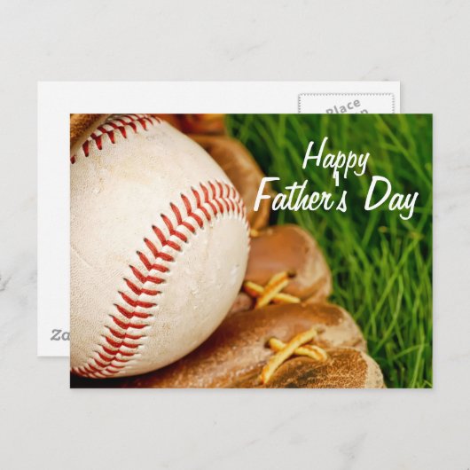 Baseball mit Glove Happy Vatertag Postkarte (Vorne/Hinten)